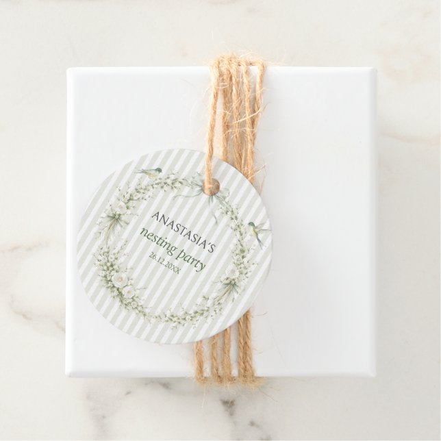 Salbeigrüne Toile De Juoy Nesting-Party  Geschenkanhänger (Beispiel)