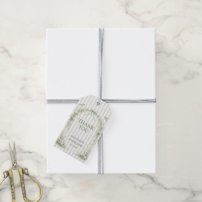 Salbeigrüne Toile De Juoy Nesting-Party  Geschenkanhänger (Mit Garn)