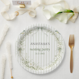 Salbeigrüne Toile De Juoy Nesting-Party Pappteller