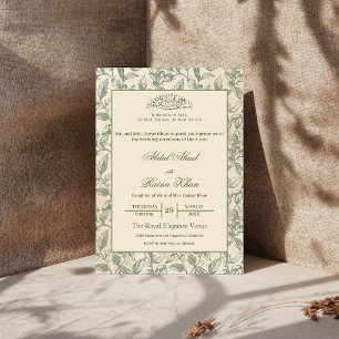 Salbeigrüne und beige florale islamische muslimisc einladung