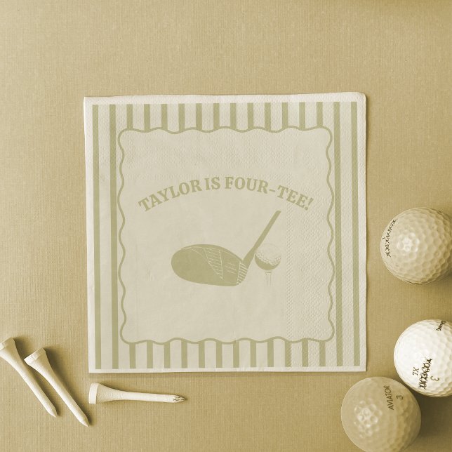 Salbeigrüne und cremefarbene Streifen Golf-Themen- Serviette (Von Creator hochgeladen)