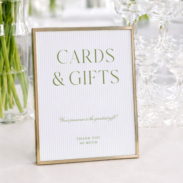 Salbeigrüne und Softblue-Karten & Geschenke-Hochze (Sage Green & Soft Blue Cards & Gifts Wedding Sign)