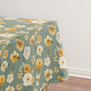 Salbeigrüne Vintage-Blumen-Babyshower-Tischdecke Tischdecke