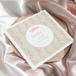 Salbeigrüne Vintage-Blumen Serviette