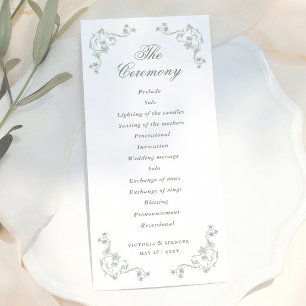 Salbeigrüne Vintage-Blumenhochzeit Programm