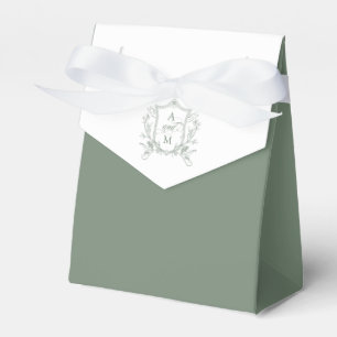 Salbeigrüne Vintage-Crest-Hochzeit Danke Geschenkschachtel