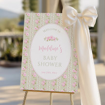 Salbeigrüne Vintage-Floral-Baby-Shower-Begrüßung