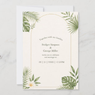 Salbeigrüne Vintage-Tor Hawaii Florale Hochzeit Einladung