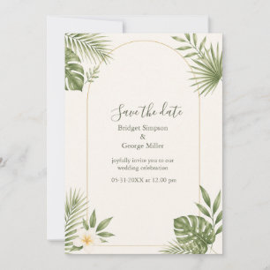 Salbeigrüne Vintage-Tor Hawaii Florale Hochzeit Einladung