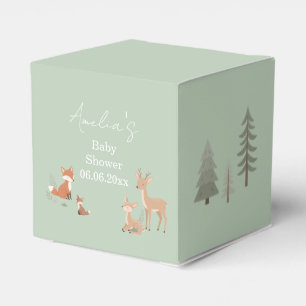 Salbeigrüne Waldtier-Baby-Party Geschenkschachtel