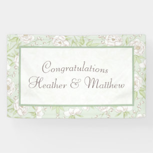 Salbeigrüne Weiße Rosen Hochzeit Banner
