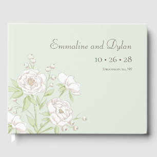 Salbeigrüne Weiße Rosen Hochzeit Gästebuch