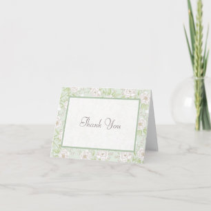 Salbeigrüne weiße Rosen Hochzeits-Dankeskarten Einladung