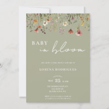 Salbeigrüne Wildblumen-Baby-in-Blüte-Baby-Party