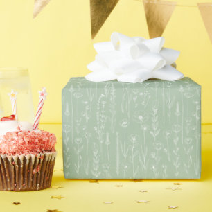Salbeigrüne Wildblumen-Blumen-Baby-Shower-Geschenk Geschenkpapier