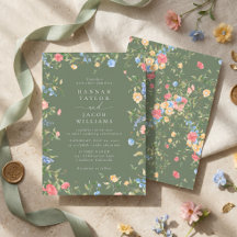 Salbeigrüne Wildblumen Boho Hochzeit