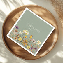 Salbeigrüne Wildblumen Boho-Hochzeitsservietten