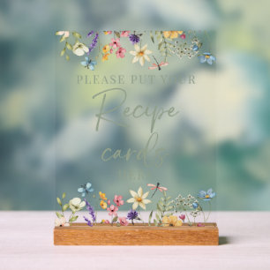 Salbeigrüne Wildblumen Brautparty Rezept Schild