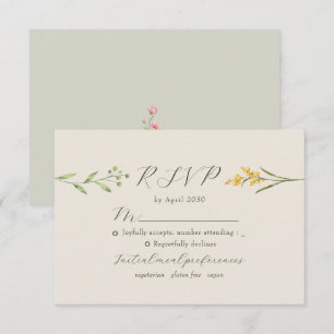 Salbeigrüne Wildblumen-Hochzeit RSVP Karte
