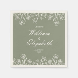 Salbeigrüne Wildblumen-Hochzeit Serviette
