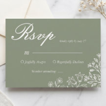 Salbeigrüne Wildblumen-Hochzeits-RSVP-Karte