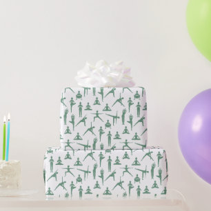 Salbeigrüne Zen-Yoga-Posen Minimalistisches Muster Geschenkpapier