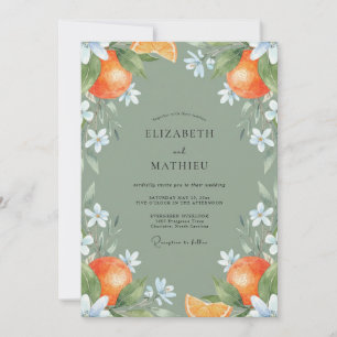 Salbeigrüne Zitrus-Hochzeit Einladung