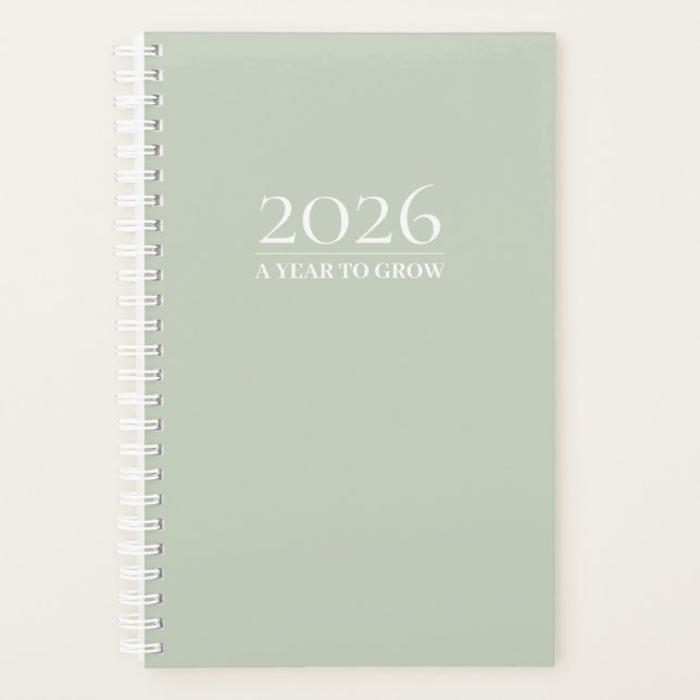 Salbeigrüner 2026 Planer | Benutzerdefinierter Tit (Vorderseite)