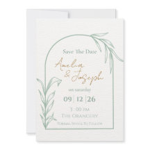 Salbeigrüner Botanischer Torbogen Save-the-Date