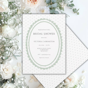 Salbeigrüner Bridal Shower im Vintage-Stil mit gew Einladung
