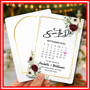 Salbeigrüner Geometrie-Kalender-Hochzeit - Termin  Begleitkarte