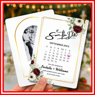 Salbeigrüner Geometrie-Kalender-Hochzeit - Termin  Begleitkarte