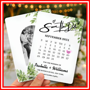 Salbeigrüner Kalender mit Herz Hochzeit Save The Date