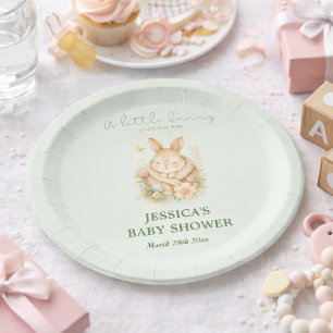 Salbeigrüner kleiner Hase Neutrale Babyparty Pappteller