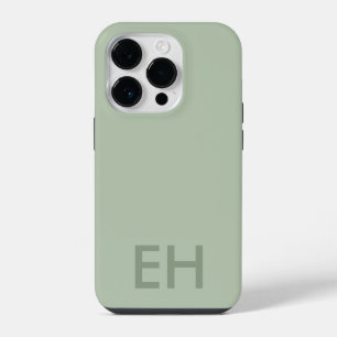 Salbeigrüner Minimalist, monochromatische Initiale iPhone 14 Pro Hülle