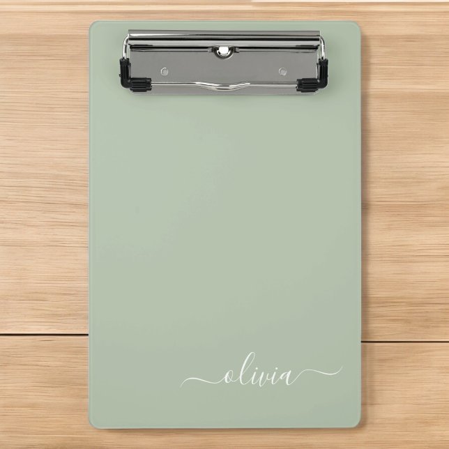 Salbeigrüner minimalistischer moderner Monogramm-E Mini Klemmbrett (Von Creator hochgeladen)