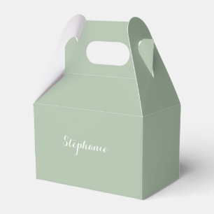 Salbeigrüner Name Moderne Elegante Monogramm Boho Geschenkschachtel