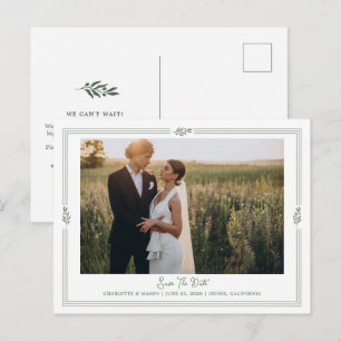 Salbeigrüner Olivenzweig Foto Save Datum Postkarte