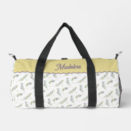 Salbeigrüner Olivenzweig Monogramm Name Duffle Bag