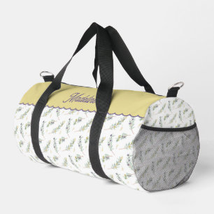 Salbeigrüner Olivenzweig Monogramm Name Duffle Bag