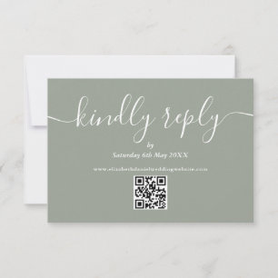 Salbeigrüner QR-Code Hochzeitsskript Bitte antwort