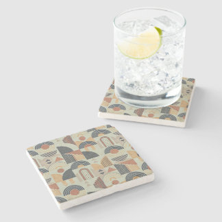Salbeigrüner Retro-Geometrischer Marmor-Untersetze Steinuntersetzer