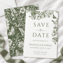 Salbeigrüner Schmetterling Floral Toile Save the D