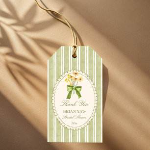 Salbeigrüner Streifen Retro elegante Hochzeitsshow Geschenkanhänger
