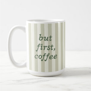 Salbeigrüner Streifen Trendy Gemütliche Minimalist Kaffeetasse