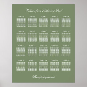 Salbeigrüner Tisch Sitzordnung Hochzeit Poster 20