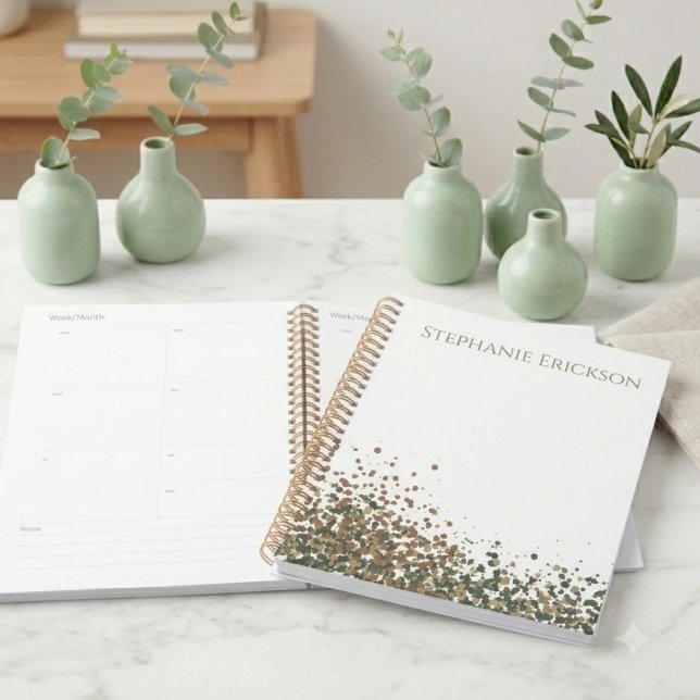 Salbeigrüner und Terrakotta-Abstrakt-Punkt-Planer Planer (This stylish planner with earthy polka dots is a perfect back-to-school gift for a busy student.)