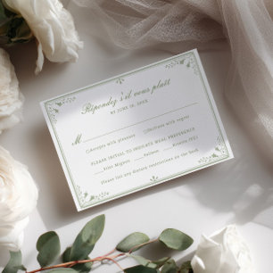 Salbeigrüner Vintage-Rahmen Hochzeit RSVP Karte