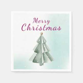 Salbeigrüner Wasserfarben-Christmasbaum Serviette