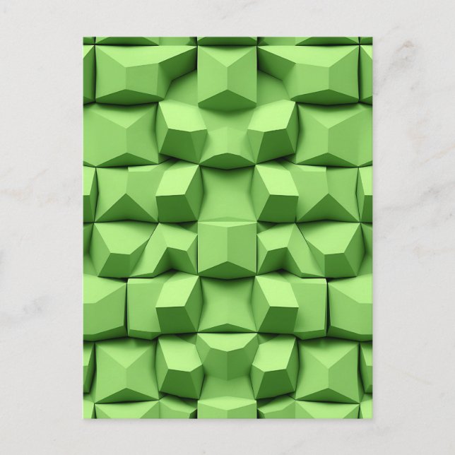 Salbeigrünes 3D-Geometrisches Würfelmuster Postkarte (Vorderseite)